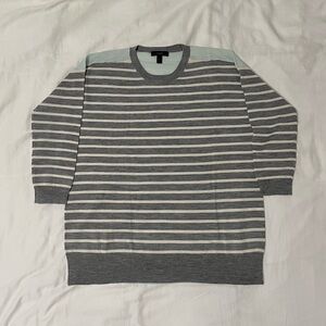 NWOT J. Crew Merino Wool Grey and Blue Striped Sweater